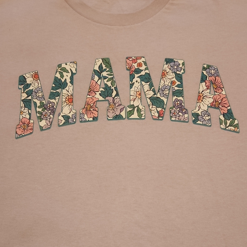 MAMA Floral Custom Appliqué Short Sleeve Tee, Lavender, 3XL
